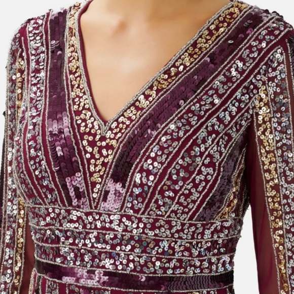 ADRIANNA PAPELL Stripe Bead Sheath Dress - Picture 3 of 9